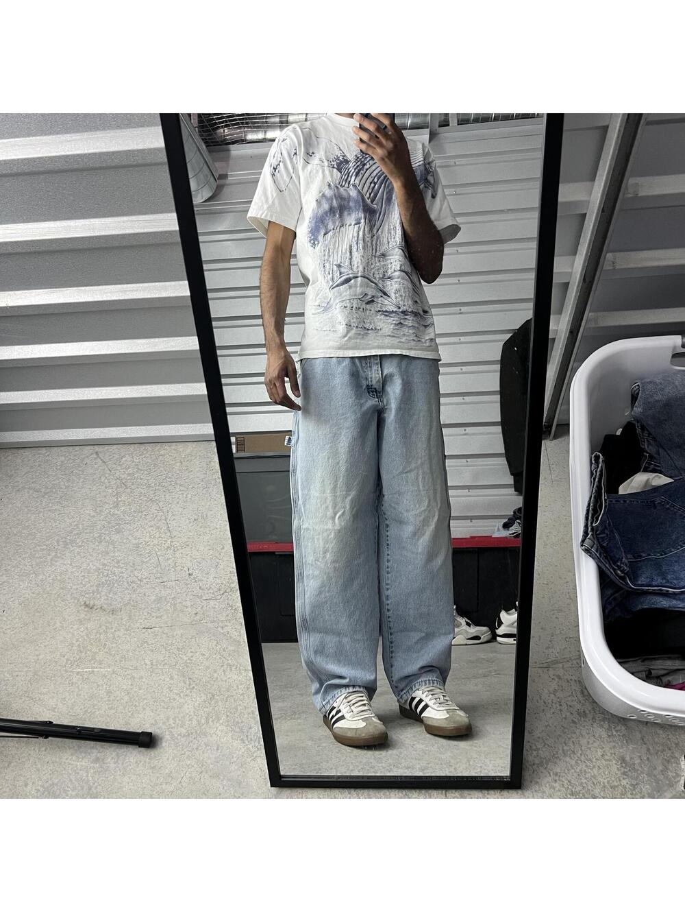 Y2K Wrangler Light Wash Baggy Carpenter Jeans 34X30 (Fits 34X28) Loose Wide Leg
